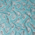 Aqua Blue Vintage Floral Rose Bouquet Printed Cotton Voile Fabric 150 Cms Width Lightweight Soft Dressmaking Craft Material India-D28046