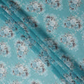 Aqua Blue Vintage Floral Rose Bouquet Printed Cotton Voile Fabric 150 Cms Width Lightweight Soft Dressmaking Craft Material India-D28046