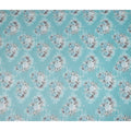 Aqua Blue Vintage Floral Rose Bouquet Printed Cotton Voile Fabric 150 Cms Width Lightweight Soft Dressmaking Craft Material India-D28046