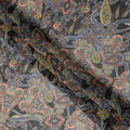 Dark Charcoal Multicolor Paisley Floral Printed Cotton Voile Fabric Soft Lightweight Breathable Dressmaking Craft Fabric 150 Cms Width Indian Origin-D28631 Regal Fabrics