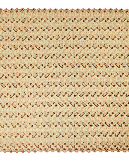 Cream Traditional Sudanese Thobe Pure Cotton Voile Fabric with Floral Embroidery 4.5 Mtrs Length 140 Cms Width Lightweight Breathable Soft Draping Fabric for Elegant Cultural Wear and Occasion Styling-D28356