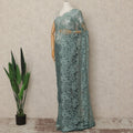 Dusty Teal French Chantilly Saree Lace Elegant Floral Net Design 5.5 Mtrs Length 110 Cms Width Premium Soft Sheer Fabric France Origin-D28928 Regal Fabrics