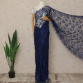 Royal Blue Premium French Metallic Chantilly Saree Lace Fabric 5.5 Mtrs Length 110 Cms Width Floral Designer Net Drape Material Made In France, Blouse Not Included-D28100 Regal Fabrics