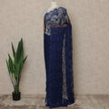 Royal Blue Premium French Metallic Chantilly Saree Lace Fabric 5.5 Mtrs Length 110 Cms Width Floral Designer Net Drape Material Made In France, Blouse Not Included-D28100 Regal Fabrics