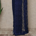 Royal Blue Premium French Metallic Chantilly Saree Lace Fabric 5.5 Mtrs Length 110 Cms Width Floral Designer Net Drape Material Made In France, Blouse Not Included-D28100 Regal Fabrics