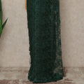 Forest Green Premium French Metallic Chantilly Saree Lace Fabric 5.5 Mtrs Length 110 Cms Width Floral Designer Net Drape Material Made In France, Blouse Not Included-D28096 Regal Fabrics