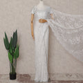 Ivory White French Chantilly Lace Saree