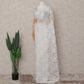 Ivory White French Chantilly Lace Saree