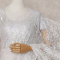 Ivory White French Chantilly Lace Saree