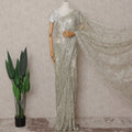 Sage Silver Chantilly Lace Saree | Regal Fabrics