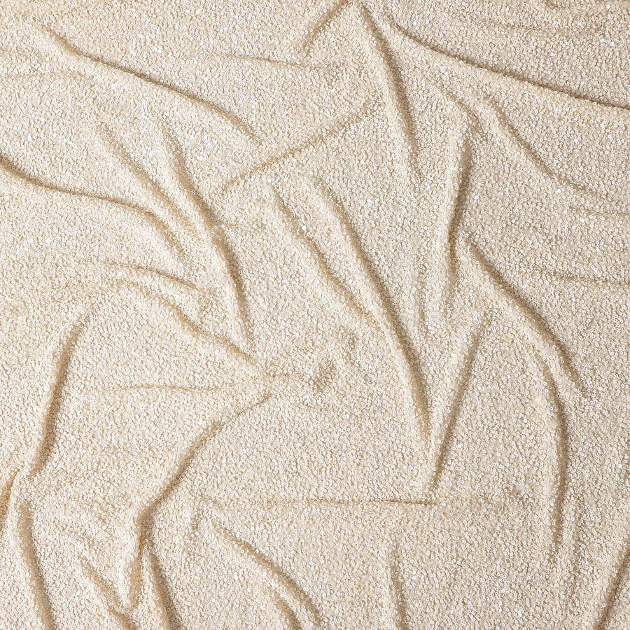 Ivory Beige Silk Georgette Sequin Fabric 110cm