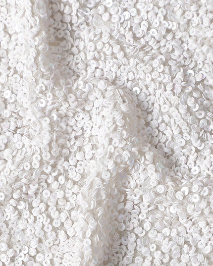 Ivory White Silk Georgette Sequin Fabric 110cm