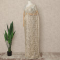 Ivory Cream 2 Tone Premium French Chantilly Saree Lace Fabric 5.5 Mtrs Length 110 Cms Width Floral Eyelash Net Designer Drape Material Made In France, Blouse Not Included-D28090 - Regal Fabrics
