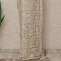 Ivory Cream 2 Tone Premium French Chantilly Saree Lace Fabric 5.5 Mtrs Length 110 Cms Width Floral Eyelash Net Designer Drape Material Made In France, Blouse Not Included-D28090 - Regal Fabrics