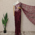 Dark Red 2 Tone Premium French Chantilly Saree Lace Fabric 5.5 Mtrs Length 110 Cms Width Floral Eyelash Net Designer Drape Material Made In France, Blouse Not Included-D28083 - Regal Fabrics