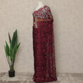 Dark Red 2 Tone Premium French Chantilly Saree Lace Fabric 5.5 Mtrs Length 110 Cms Width Floral Eyelash Net Designer Drape Material Made In France, Blouse Not Included-D28083 - Regal Fabrics