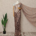 Peach Brown 2 Tone Premium French Chantilly Saree Lace Fabric 5.5 Mtrs Length 110 Cms Width Floral Eyelash Net Designer Drape Material Made In France, Blouse Not Included-D28085 - Regal Fabrics
