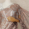 Peach Brown 2 Tone Premium French Chantilly Saree Lace Fabric 5.5 Mtrs Length 110 Cms Width Floral Eyelash Net Designer Drape Material Made In France, Blouse Not Included-D28085 - Regal Fabrics