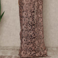 Peach Brown 2 Tone Premium French Chantilly Saree Lace Fabric 5.5 Mtrs Length 110 Cms Width Floral Eyelash Net Designer Drape Material Made In France, Blouse Not Included-D28085 - Regal Fabrics