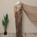 Golden Beige 2 Tone Premium French Chantilly Saree Lace Fabric 5.5 Mtrs Length 110 Cms Width Floral Eyelash Net Designer Drape Material Made In France, Blouse Not Included-D28088 - Regal Fabrics