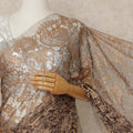 Golden Beige 2 Tone Premium French Chantilly Saree Lace Fabric 5.5 Mtrs Length 110 Cms Width Floral Eyelash Net Designer Drape Material Made In France, Blouse Not Included-D28088 - Regal Fabrics