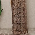 Golden Beige 2 Tone Premium French Chantilly Saree Lace Fabric 5.5 Mtrs Length 110 Cms Width Floral Eyelash Net Designer Drape Material Made In France, Blouse Not Included-D28088 Regal Fabrics