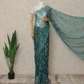 Fern Green 2 Tone Premium French Chantilly Saree Lace Fabric 5.5 Mtrs Length 110 Cms Width Floral Eyelash Net Designer Drape Material Made In France, Blouse Not Included-D28086 - Regal Fabrics