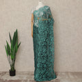 Fern Green 2 Tone Premium French Chantilly Saree Lace Fabric 5.5 Mtrs Length 110 Cms Width Floral Eyelash Net Designer Drape Material Made In France, Blouse Not Included-D28086 - Regal Fabrics