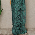 Fern Green 2 Tone Premium French Chantilly Saree Lace Fabric 5.5 Mtrs Length 110 Cms Width Floral Eyelash Net Designer Drape Material Made In France, Blouse Not Included-D28086 - Regal Fabrics