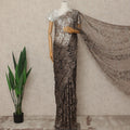 Brown 2 Tone Premium French Chantilly Saree Lace Fabric 5.5 Mtrs Length 110 Cms Width Floral Eyelash Net Designer Drape Material Made In France, Blouse Not Included-D28084 - Regal Fabrics