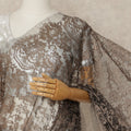 Brown 2 Tone Premium French Chantilly Saree Lace Fabric 5.5 Mtrs Length 110 Cms Width Floral Eyelash Net Designer Drape Material Made In France, Blouse Not Included-D28084 - Regal Fabrics
