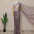 Dusty Pink French Chantilly Saree Lace Elegant Floral Net Design 5.5 Mtrs Length 110 Cms Width Premium Soft Sheer Fabric France Origin-D28932 Regal Fabrics