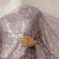 Dusty Mauve 2 Tone Premium French Chantilly Saree Lace Fabric 5.5 Mtrs Length 110 Cms Width Floral Eyelash Net Designer Drape Material Made In France, Blouse Not Included-D28087 - Regal Fabrics
