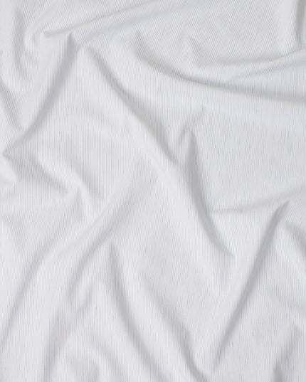 White Fine Pinstripe Pattern Premium Pure Italian 100% Cotton Shirting Fabric Soft Breathable Luxury Lightweight Shirt Material Tailoring Fabric 150 Cms Width Italy Origin-D28494 - Regal Fabrics