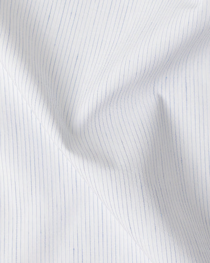 White Fine Pinstripe Pattern Premium Pure Italian 100% Cotton Shirting Fabric Soft Breathable Luxury Lightweight Shirt Material Tailoring Fabric 150 Cms Width Italy Origin-D28494 - Regal Fabrics