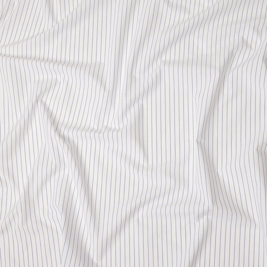 White Blue Pinstripe Pattern Premium Pure Italian 100% Cotton Shirting Fabric Soft Breathable Fine Woven Luxury Shirt Material Tailoring Fabric 150 Cms Width Italy Origin-D28496 - Regal Fabrics