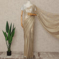 Gold French Metallic Chantilly Lace Saree