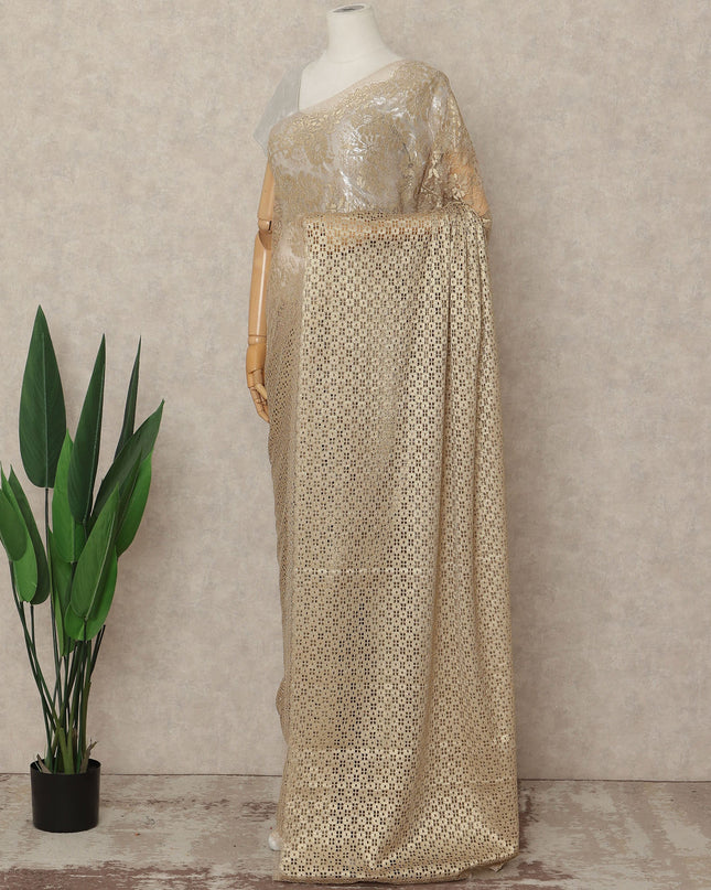 Gold French Metallic Chantilly Lace Saree