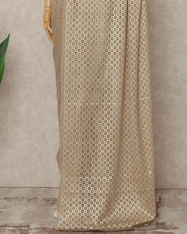 Gold French Metallic Chantilly Lace Saree