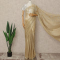 Gold French Metallic Chantilly Lace Saree