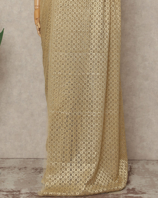 Gold French Metallic Chantilly Lace Saree