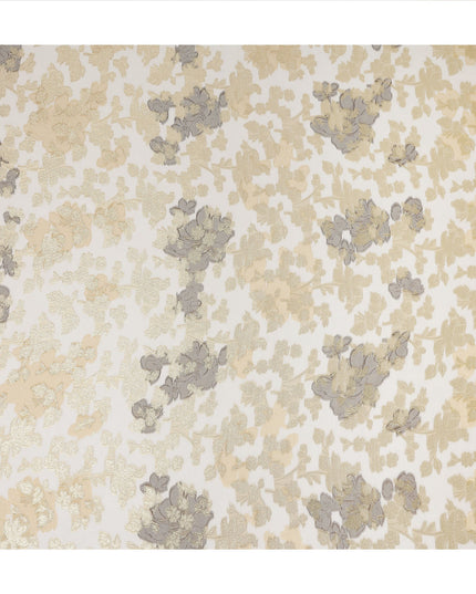 Cream Gold Floral French Silk Chiffon Fransawi Garbasaar