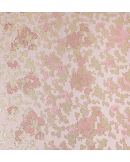 Pink Gold Floral French Silk Chiffon Fransawi Garbasaar
