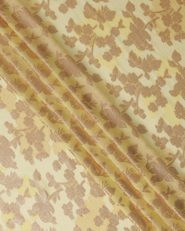 Yellow Floral French Silk Chiffon Fransawi Garbasaar