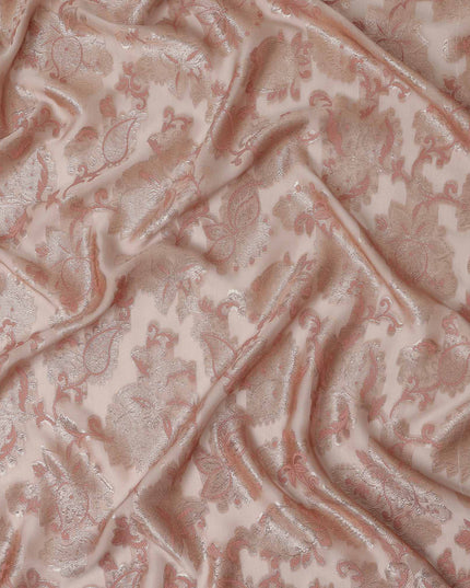 Blush Pink Floral French Silk Chiffon Fransawi Garbasaar