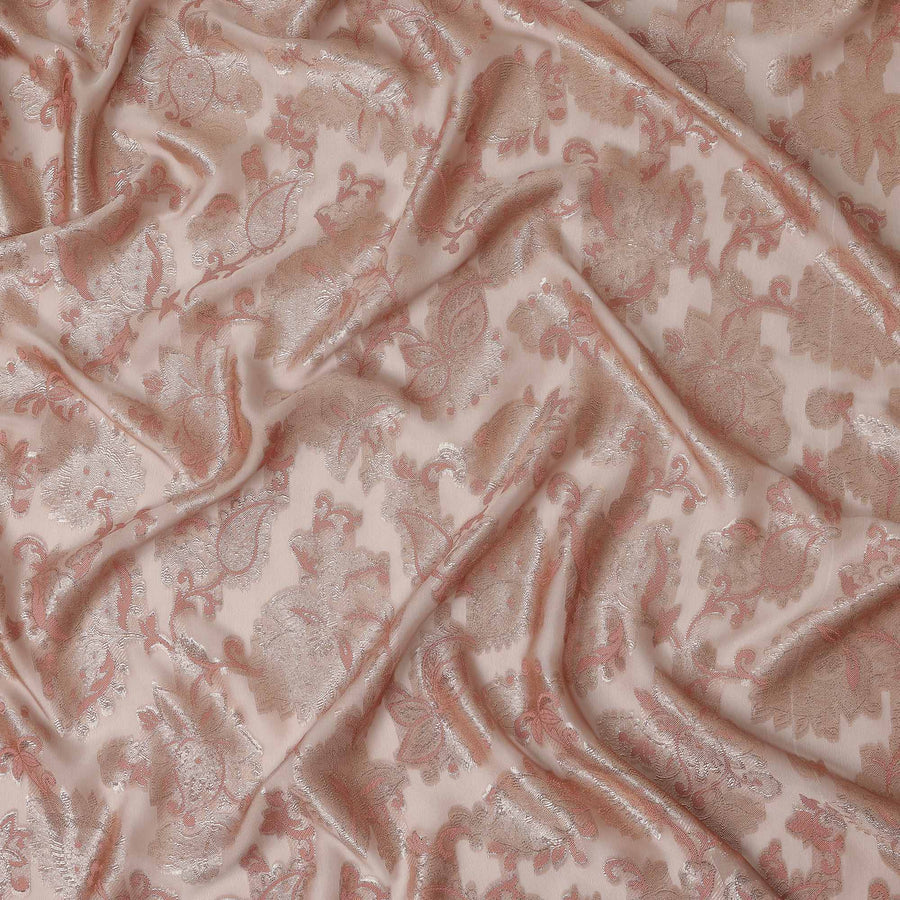 Blush Pink Floral French Silk Chiffon Fransawi Garbasaar