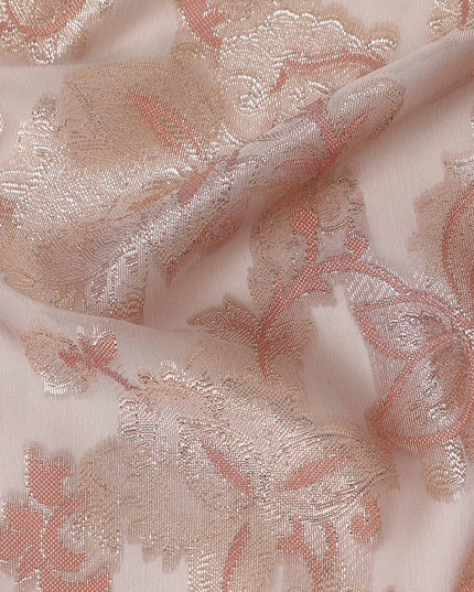 Blush Pink Floral French Silk Chiffon Fransawi Garbasaar