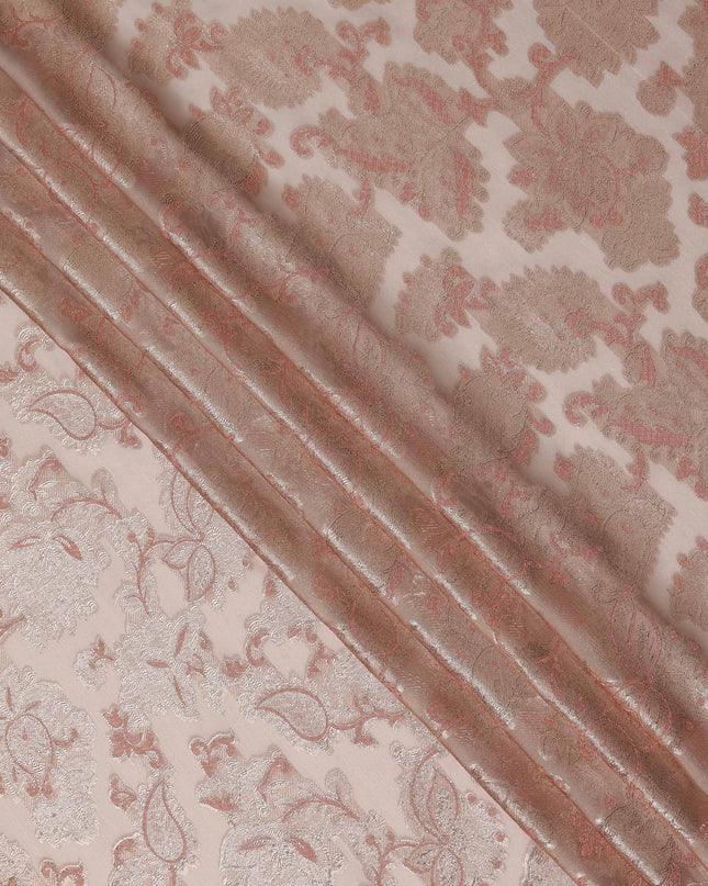 Blush Pink Floral French Silk Chiffon Fransawi Garbasaar