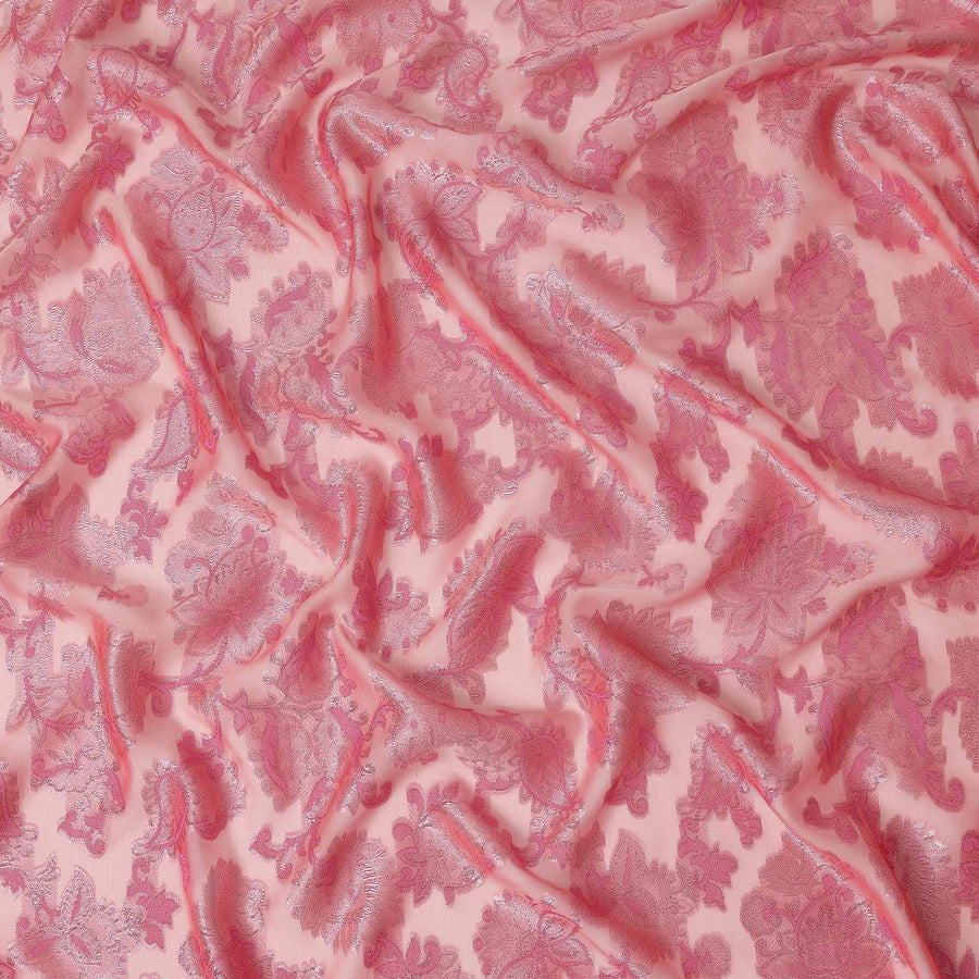 Pink Paisley French Silk Chiffon Fransawi Garbasaar