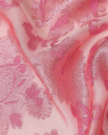 Pink Paisley French Silk Chiffon Fransawi Garbasaar